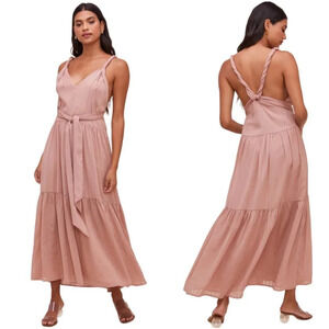 ASTR The Label Eartha Tie Waist Maxi Dress Dusty Rose Size XS